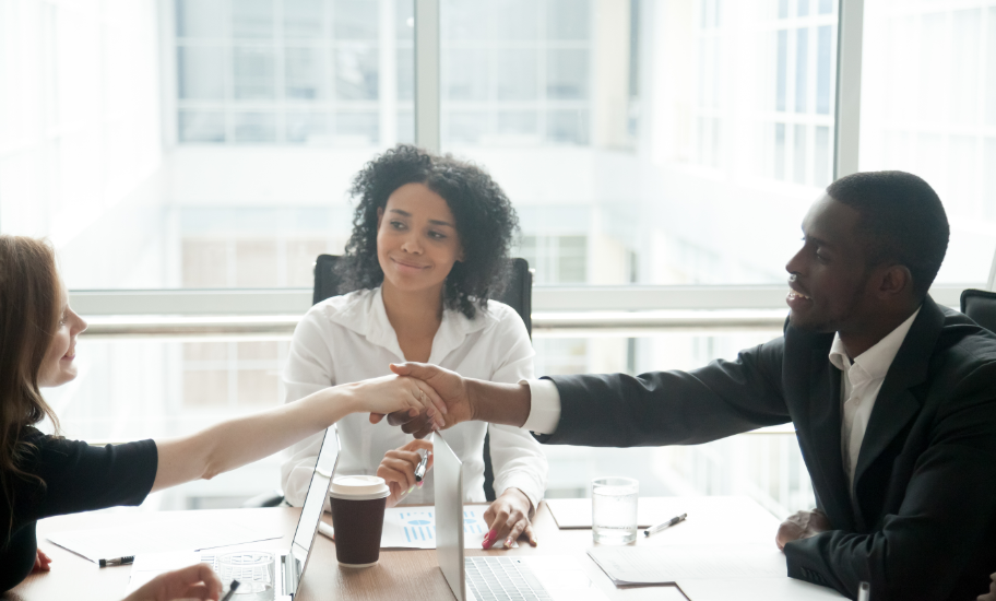 Handshake during meeting