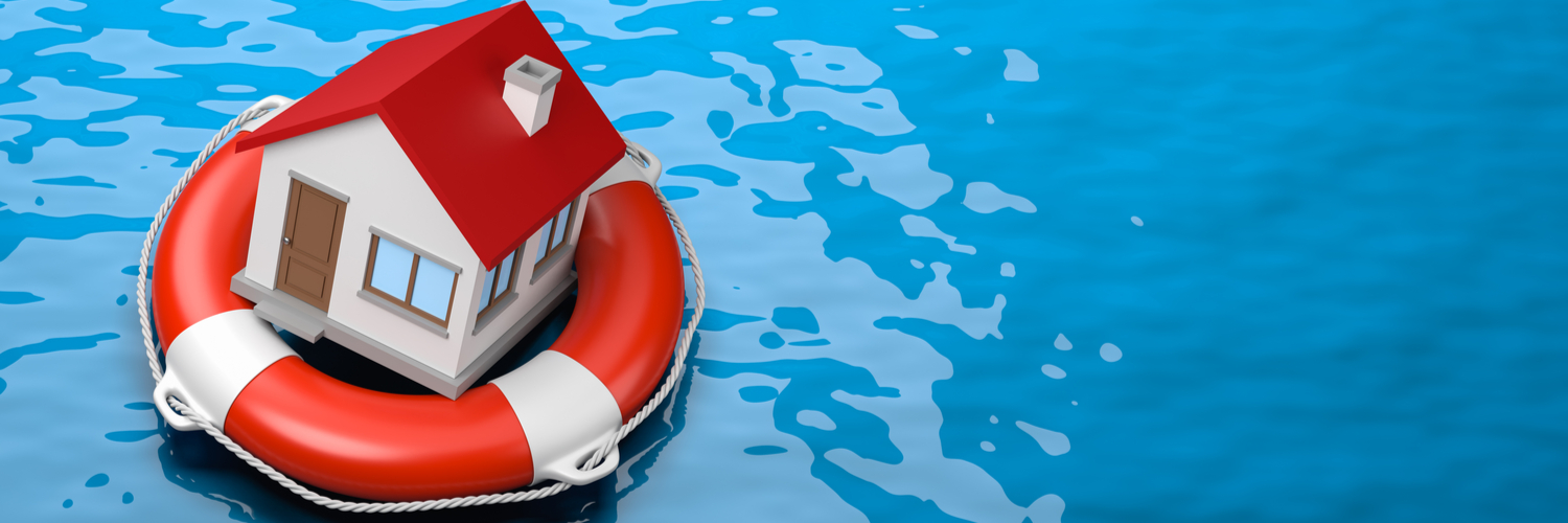 House on a floaty in the water