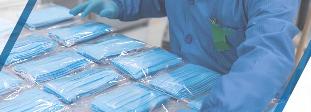 Person sorting facial masks