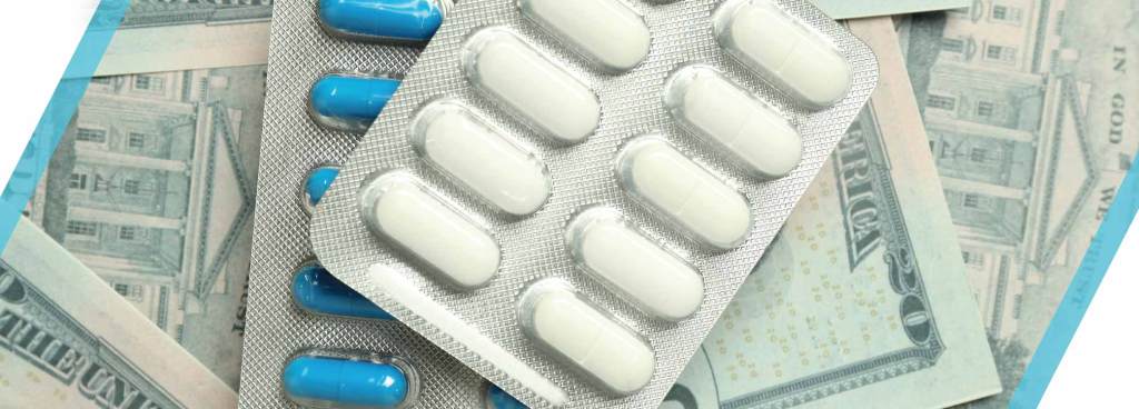 pills on twenty dollar bills