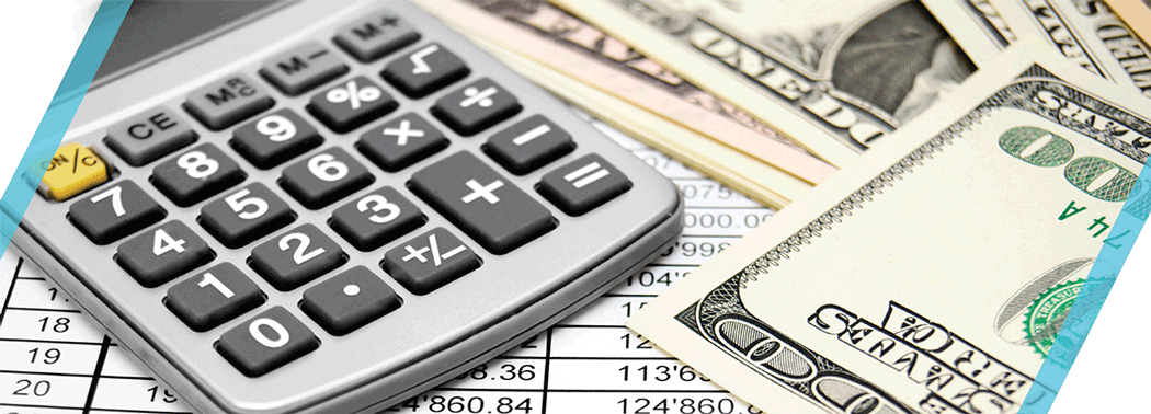 calculator on the table with money