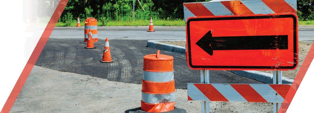 construction signs on the road