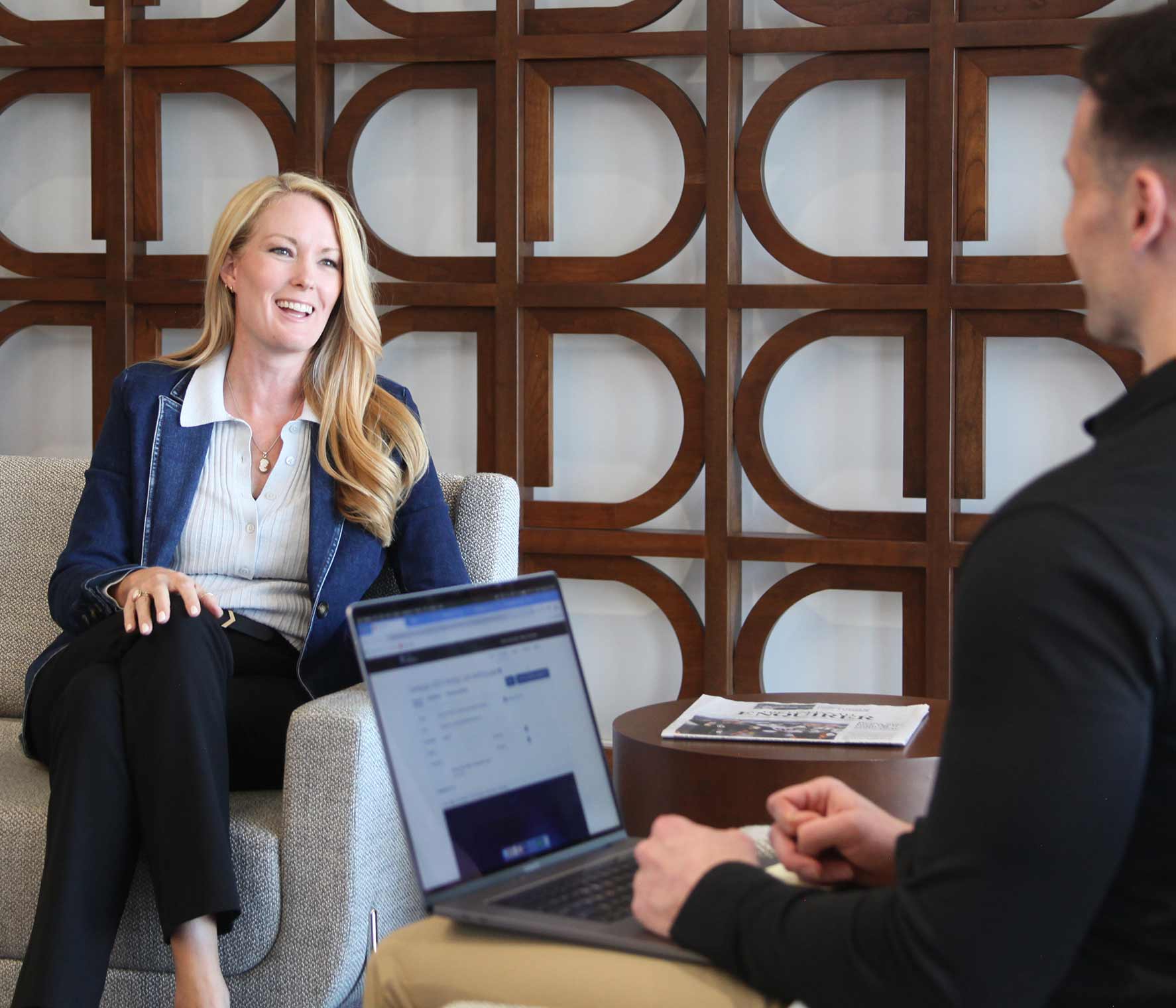 Two Dinsmore team members talking